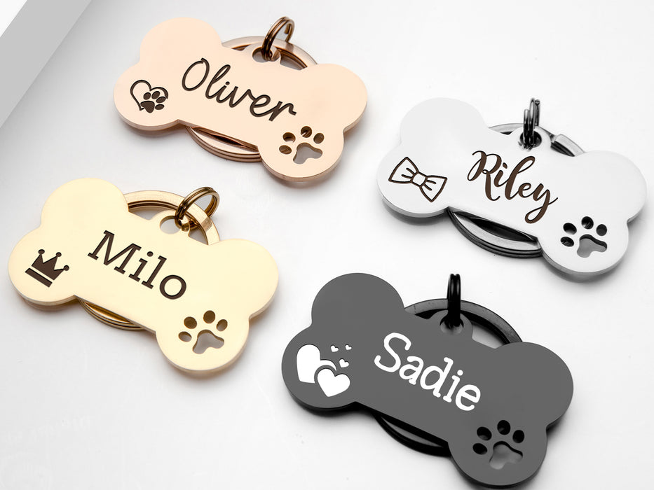 Hollow Paw Bone Dog ID Tag - Personalized for Pets