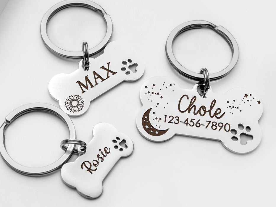 Hollow Paw Bone Dog ID Tag - Personalized for Pets