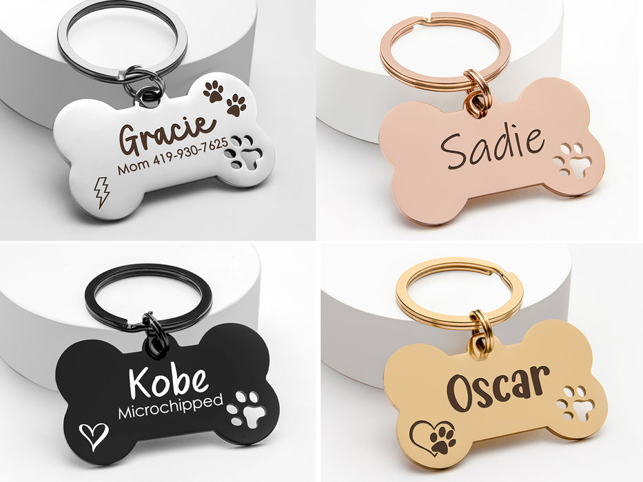 Hollow Paw Bone Dog ID Tag - Personalized for Pets