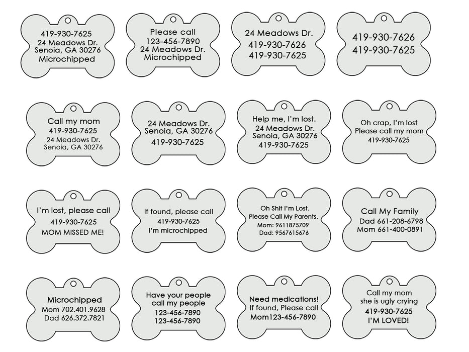Hollow Paw Bone Dog ID Tag - Personalized for Pets